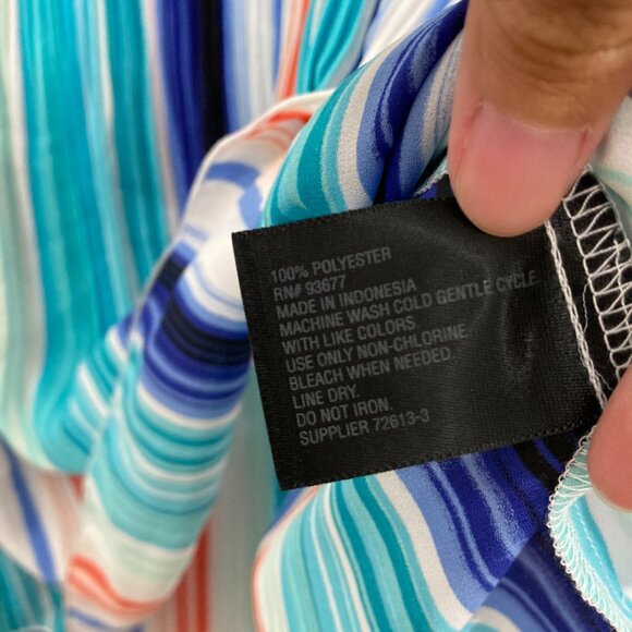 New Worthington size XL Colorful Striped Pleated Ruffle Blouse Romantic Vacation - Picture 7 of 9